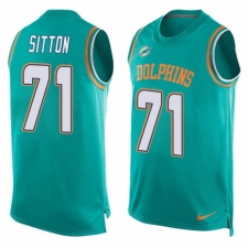 Men's Nike Miami Dolphins #71 Josh Sitton Limited Aqua Green Player Name & Number Tank Top NFL Jersey