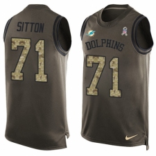Men's Nike Miami Dolphins #71 Josh Sitton Limited Green Salute to Service Tank Top NFL Jersey