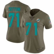 Women's Nike Miami Dolphins #71 Josh Sitton Limited Olive 2017 Salute to Service NFL Jersey