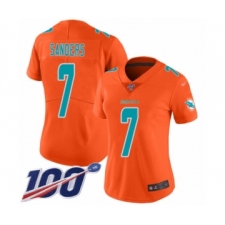 Women's Miami Dolphins #7 Jason Sanders Limited Orange Inverted Legend 100th Season Football Jersey