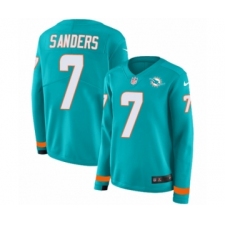 Women's Nike Miami Dolphins #7 Jason Sanders Limited Aqua Therma Long Sleeve NFL Jersey