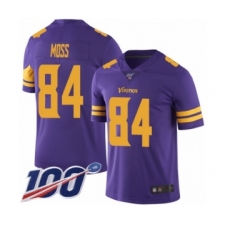 Men's Minnesota Vikings #84 Randy Moss Limited Purple Rush Vapor Untouchable 100th Season Football Jersey