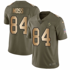 Men's Nike Minnesota Vikings #84 Randy Moss Limited Olive/Gold 2017 Salute to Service NFL Jersey