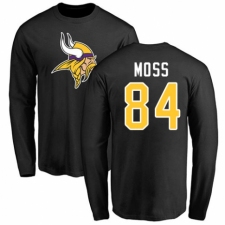NFL Nike Minnesota Vikings #84 Randy Moss Black Name & Number Logo Long Sleeve T-Shirt