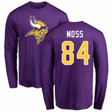 NFL Nike Minnesota Vikings #84 Randy Moss Purple Name & Number Logo Long Sleeve T-Shirt