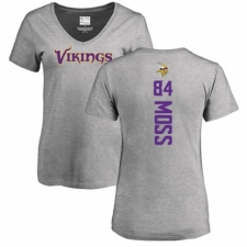 NFL Women's Nike Minnesota Vikings #84 Randy Moss Ash Backer V-Neck T-Shirt