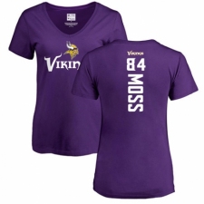 NFL Women's Nike Minnesota Vikings #84 Randy Moss Purple Backer Slim Fit T-Shirt
