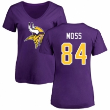 NFL Women's Nike Minnesota Vikings #84 Randy Moss Purple Name & Number Logo Slim Fit T-Shirt