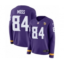 Women's Nike Minnesota Vikings #84 Randy Moss Limited Purple Therma Long Sleeve NFL Jersey