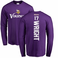 NFL Nike Minnesota Vikings #17 Kendall Wright Purple Backer Long Sleeve T-Shirt