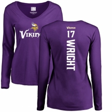 NFL Women's Nike Minnesota Vikings #17 Kendall Wright Purple Backer Slim Fit Long Sleeve T-Shirt