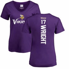 NFL Women's Nike Minnesota Vikings #17 Kendall Wright Purple Backer Slim Fit T-Shirt