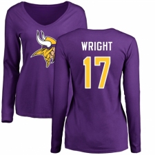 NFL Women's Nike Minnesota Vikings #17 Kendall Wright Purple Name & Number Logo Slim Fit Long Sleeve T-Shirt