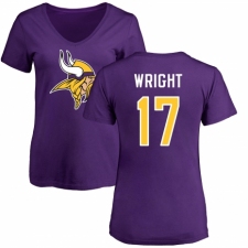 NFL Women's Nike Minnesota Vikings #17 Kendall Wright Purple Name & Number Logo Slim Fit T-Shirt