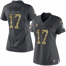 Women's Nike Minnesota Vikings #17 Kendall Wright Limited Black 2016 Salute to Service NFL Jersey