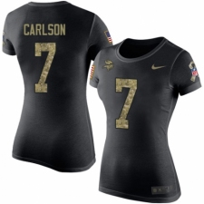 NFL Women's Nike Minnesota Vikings #7 Daniel Carlson Black Camo Salute to Service T-Shirt