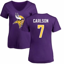 NFL Women's Nike Minnesota Vikings #7 Daniel Carlson Purple Name & Number Logo Slim Fit T-Shirt