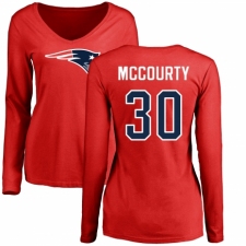 NFL Women's Nike New England Patriots #30 Jason McCourty Red Name & Number Logo Slim Fit Long Sleeve T-Shirt