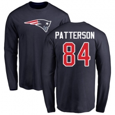 NFL Nike New England Patriots #84 Cordarrelle Patterson Navy Blue Name & Number Logo Long Sleeve T-Shirt