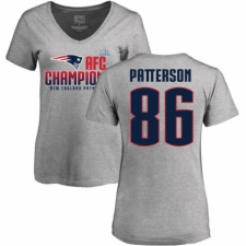 Women's Nike New England Patriots #86 Cordarrelle Patterson Heather Gray 2017 AFC Champions V-Neck T-Shirt