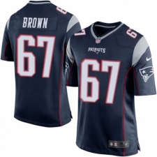 Men's Nike New England Patriots #67 Trent Brown Game Navy Blue Team Color NFL Jersey