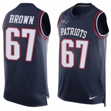 Men's Nike New England Patriots #67 Trent Brown Limited Navy Blue Player Name & Number Tank Top NFL Jersey