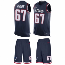 Men's Nike New England Patriots #67 Trent Brown Limited Navy Blue Tank Top Suit NFL Jersey