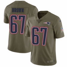 Men's Nike New England Patriots #67 Trent Brown Limited Olive 2017 Salute to Service NFL Jersey