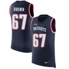 Men's Nike New England Patriots #67 Trent Brown Navy Blue Rush Player Name & Number Tank Top NFL Jersey