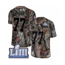 Men's Nike New England Patriots #77 Trent Brown Camo Rush Realtree Limited Super Bowl LIII Bound NFL Jersey