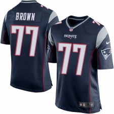 Men's Nike New England Patriots #77 Trent Brown Game Navy Blue Team Color NFL Jersey