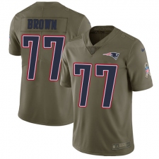 Men's Nike New England Patriots #77 Trent Brown Limited Olive 2017 Salute to Service NFL Jersey