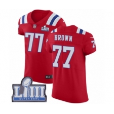 Men's Nike New England Patriots #77 Trent Brown Red Alternate Vapor Untouchable Elite Player Super Bowl LIII Bound NFL Jersey