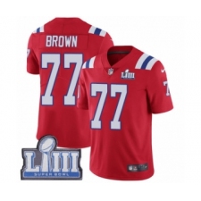 Men's Nike New England Patriots #77 Trent Brown Red Alternate Vapor Untouchable Limited Player Super Bowl LIII Bound NFL Jersey