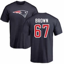 NFL Nike New England Patriots #67 Trent Brown Navy Blue Name & Number Logo T-Shirt