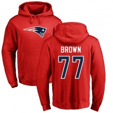 NFL Nike New England Patriots #77 Trent Brown Red Name & Number Logo Pullover Hoodie