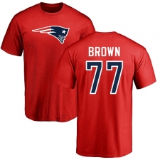 NFL Nike New England Patriots #77 Trent Brown Red Name & Number Logo T-Shirt