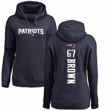 NFL Women's Nike New England Patriots #67 Trent Brown Navy Blue Backer Pullover Hoodie