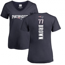 NFL Women's Nike New England Patriots #77 Trent Brown Navy Blue Backer T-Shirt