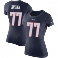 NFL Women's Nike New England Patriots #77 Trent Brown Navy Blue Rush Pride Name & Number T-Shirt