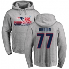 Nike New England Patriots #77 Trent Brown Heather Gray 2017 AFC Champions Pullover Hoodie