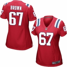 Women's Nike New England Patriots #67 Trent Brown Game Red Alternate NFL Jersey