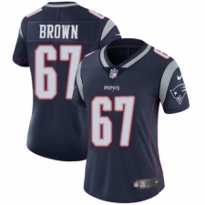 Women's Nike New England Patriots #67 Trent Brown Navy Blue Team Color Vapor Untouchable Limited Player NFL Jersey