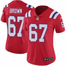 Women's Nike New England Patriots #67 Trent Brown Red Alternate Vapor Untouchable Limited Player NFL Jersey