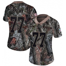 Women's Nike New England Patriots #77 Trent Brown Camo Rush Realtree Limited NFL Jersey