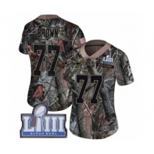 Women's Nike New England Patriots #77 Trent Brown Camo Rush Realtree Limited Super Bowl LIII Bound NFL Jersey