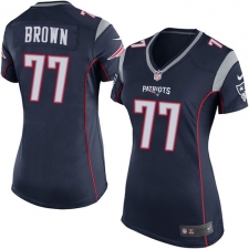 Women's Nike New England Patriots #77 Trent Brown Game Navy Blue Team Color NFL Jersey