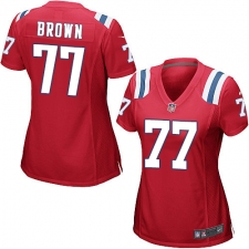 Women's Nike New England Patriots #77 Trent Brown Game Red Alternate NFL Jersey