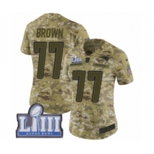 Women's Nike New England Patriots #77 Trent Brown Limited Camo 2018 Salute to Service Super Bowl LIII Bound NFL Jersey