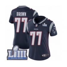 Women's Nike New England Patriots #77 Trent Brown Navy Blue Team Color Vapor Untouchable Limited Player Super Bowl LIII Bound NFL Jersey
